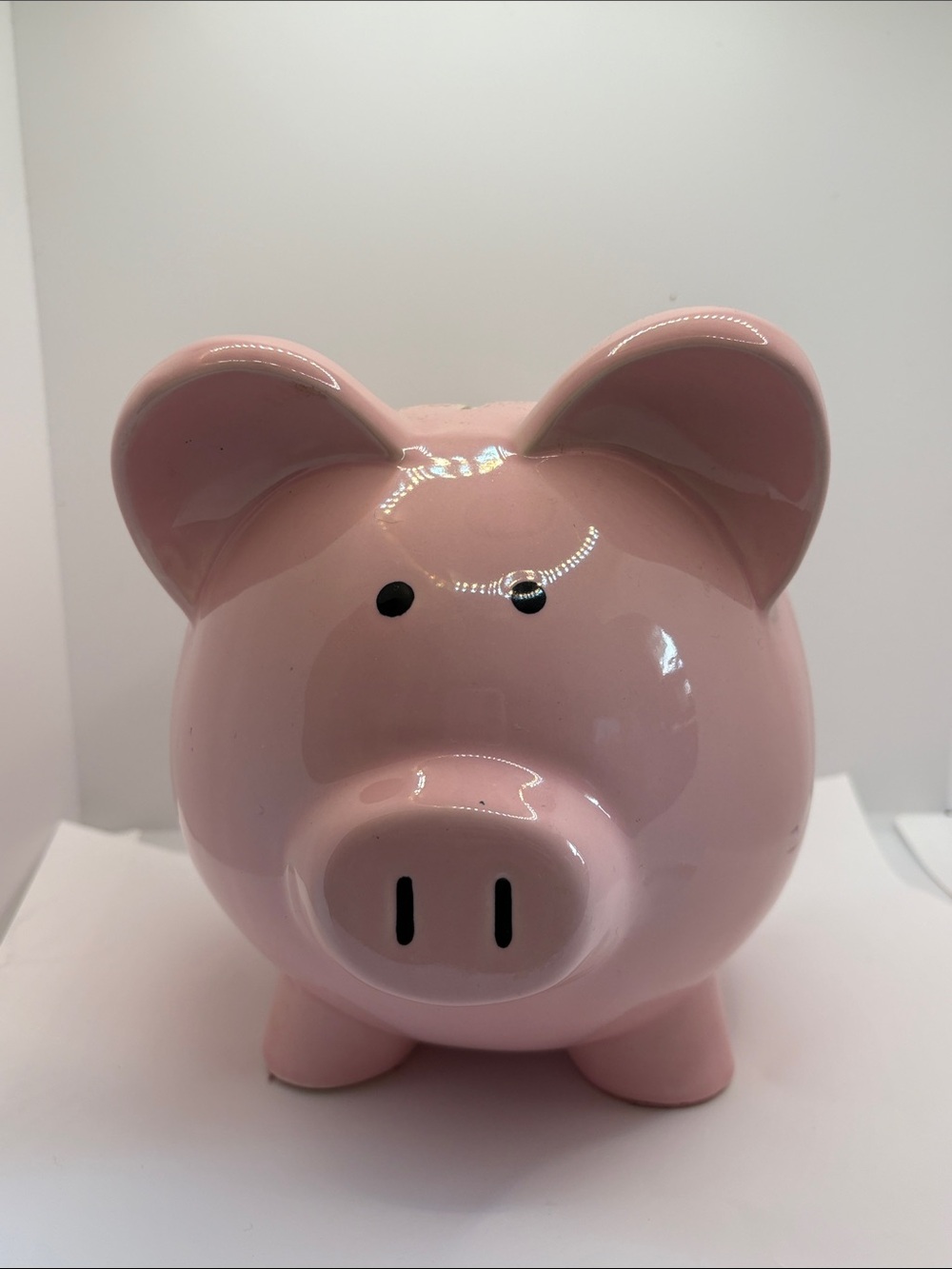 Large Pink Ceramic Piggy Bank cute! With plug cork intact 5”Wx7.5Hx7.5L